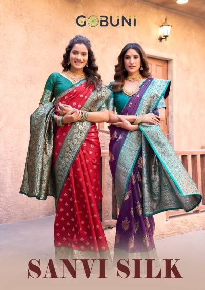 GOBUNI SANVI SILK 1301 TO 1306 DESIGNER SILK SAREE WHOLESALER IN INDIA